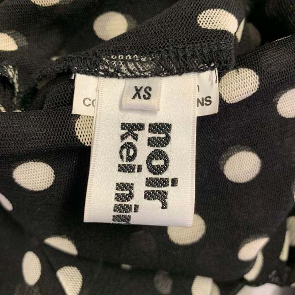 NOIR KEI NINOMIYA Black White Polka Dot Polyester Turtleneck Pullover - Picture 4 of 6